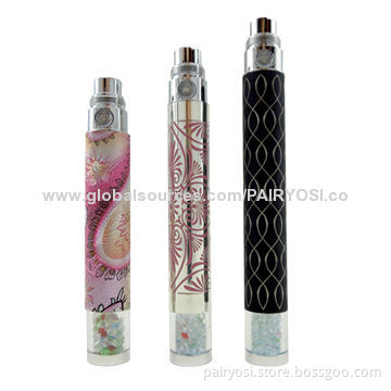 Ego battery with diamond, LED light changes with each puff with 5 clicks on/off protection